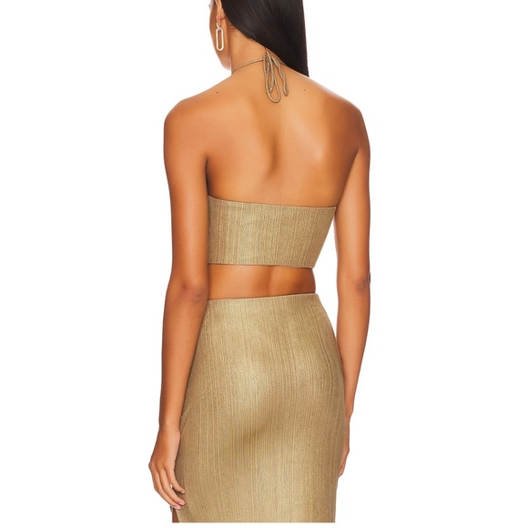 Two piece GORGEOUS USED ONCE Elegant Gold Women's Skirt set - Picture 3 of 5